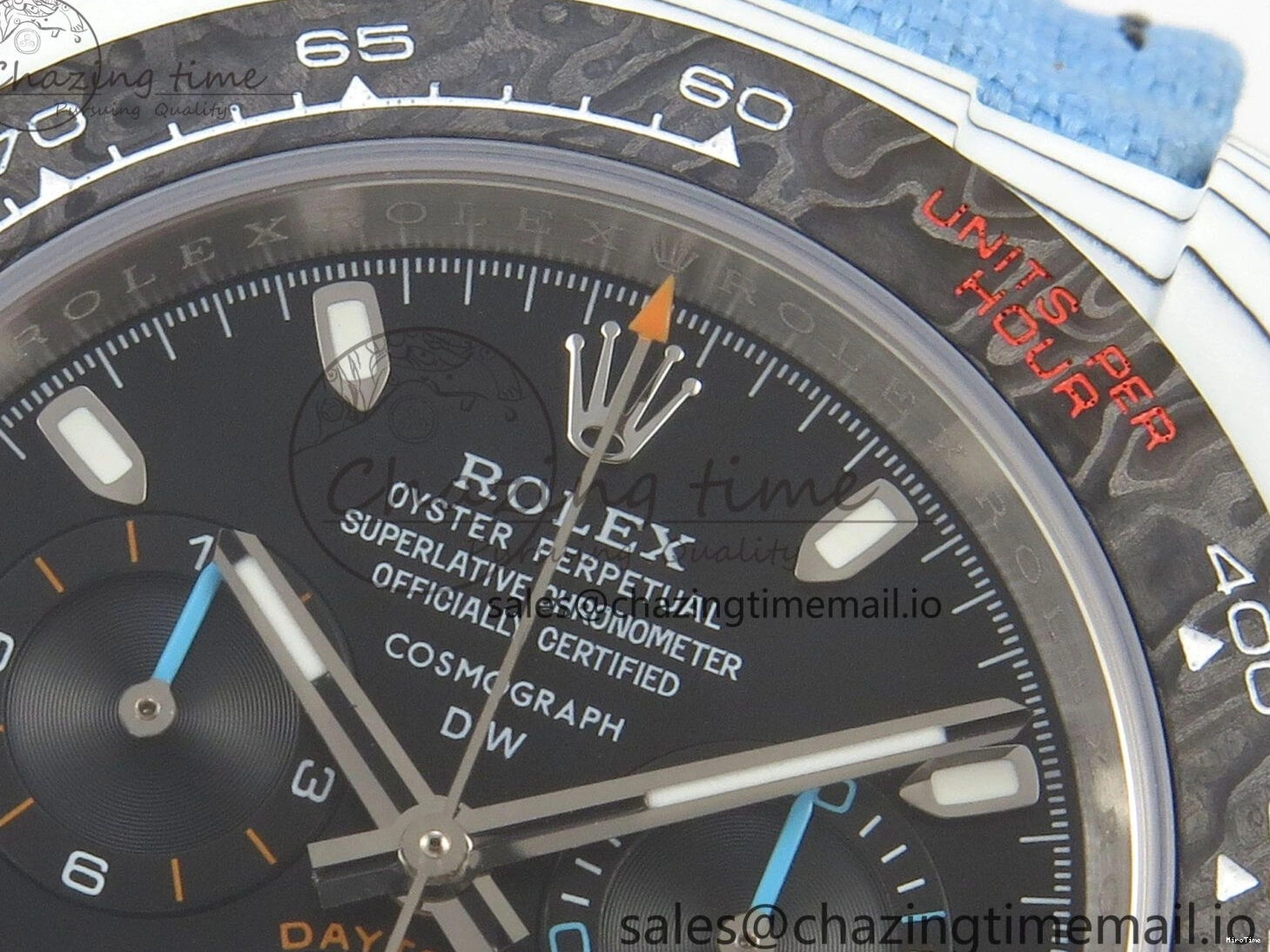 MiroTime 0403 Attractive Daytona DIW Carbon Case and Bezel DIWF Edition Black Dial on Blue Nylon Strap A 71